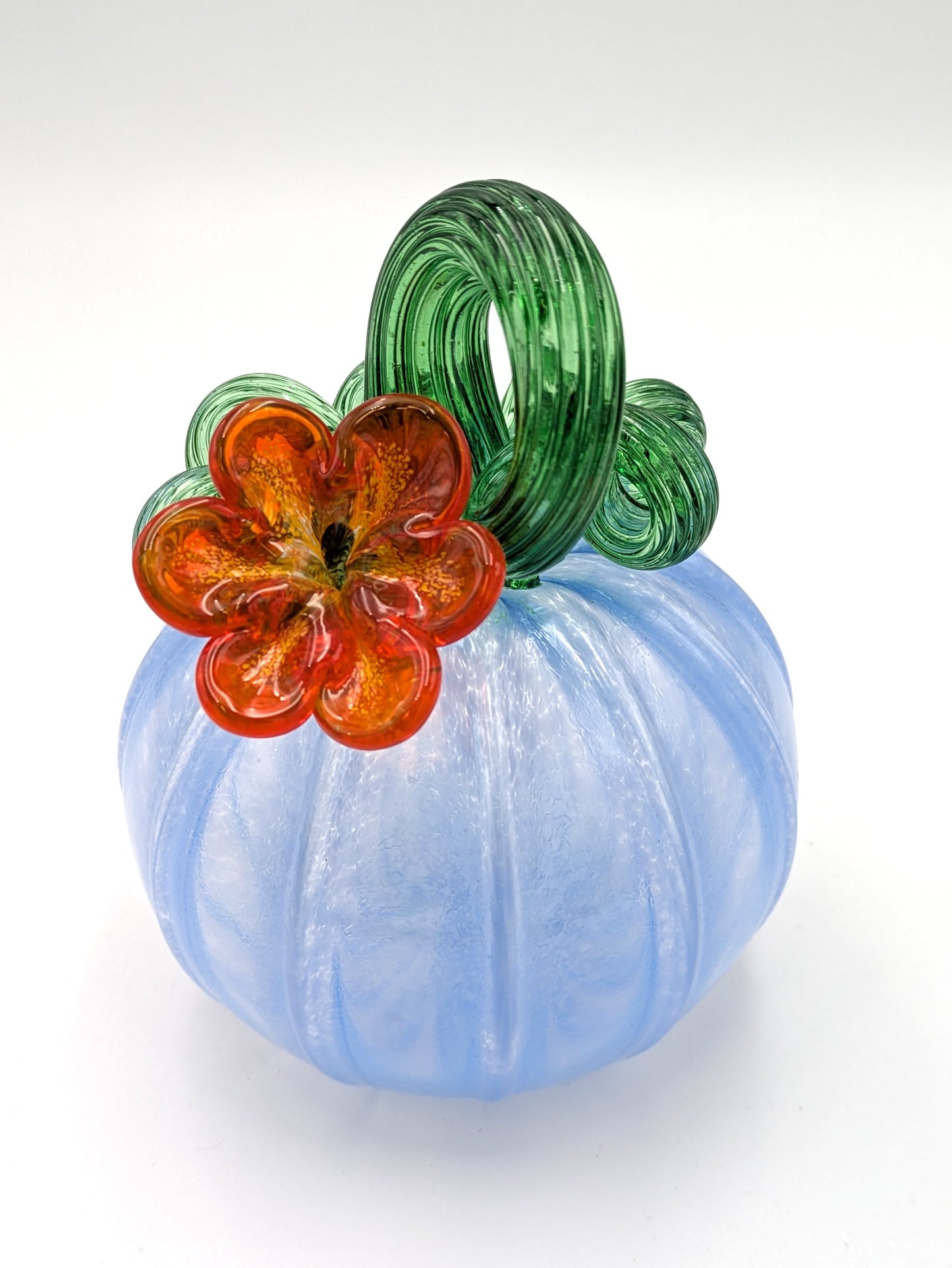 Small Handblown Glass Flower Pumpkin by Belleau