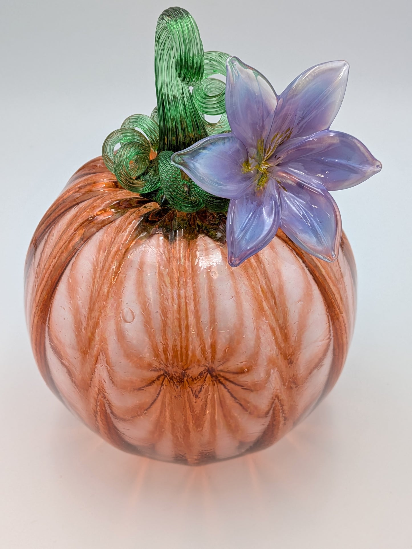 Medium Handblown Glass Flower Pumpkin by Belleau