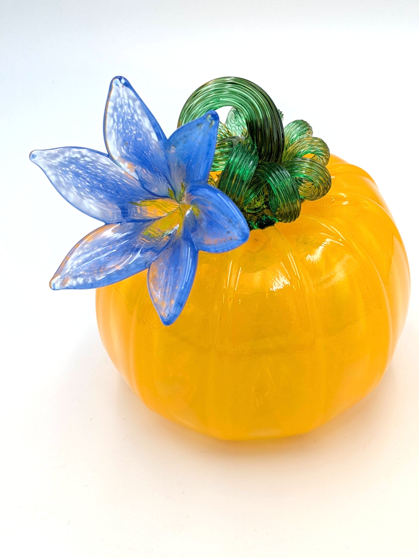 Medium Handblown Glass Flower Pumpkin by Belleau