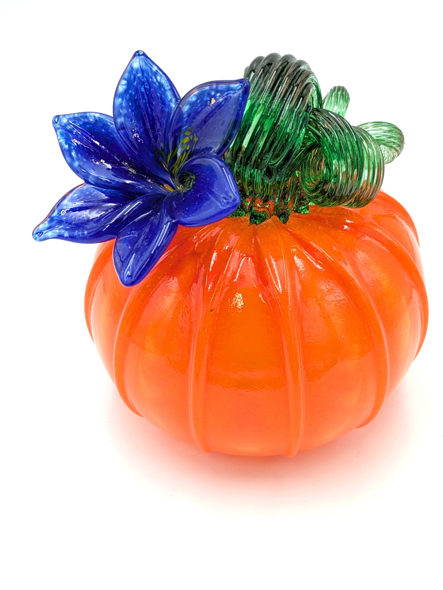 Medium Handblown Glass Flower Pumpkin by Belleau