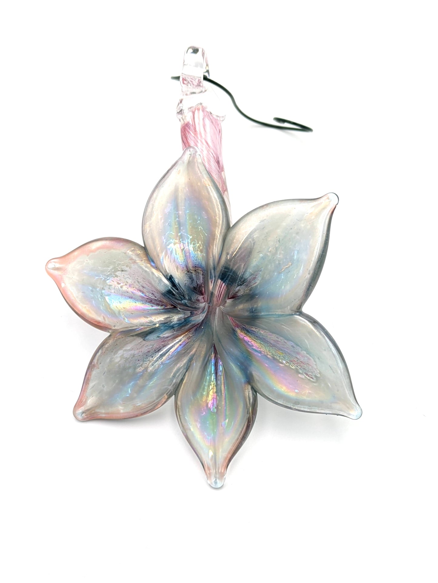 Handblown Glass Flower Ornament / Suncatcher by Belleau