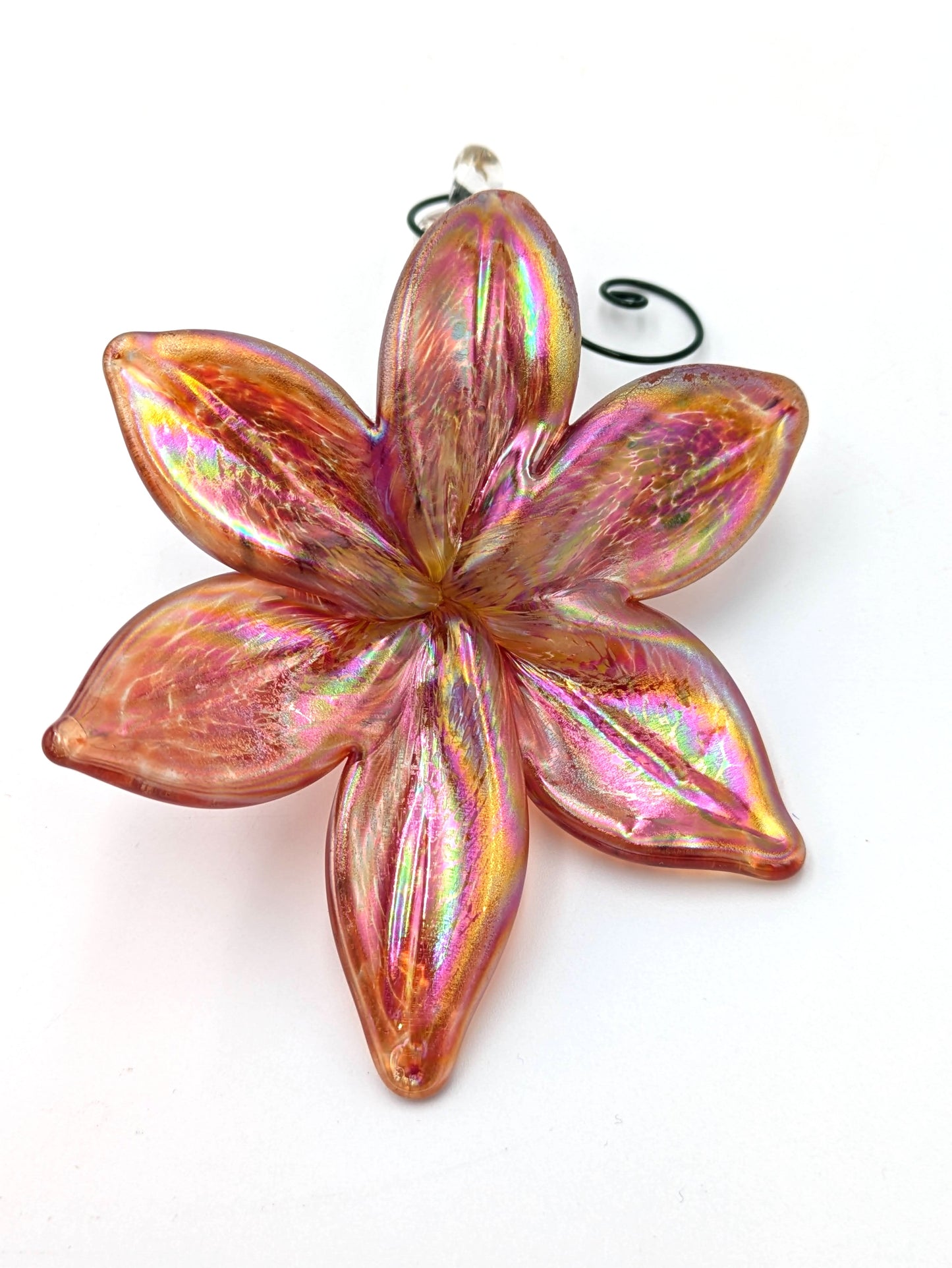 Handblown Glass Flower Ornament / Suncatcher by Belleau