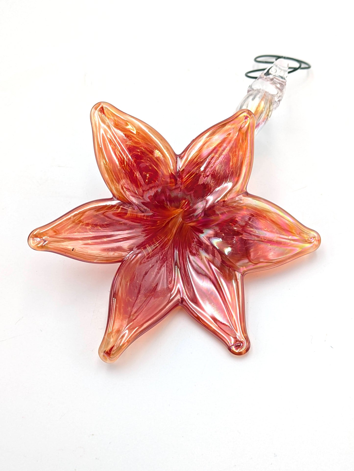 Handblown Glass Flower Ornament / Suncatcher by Belleau