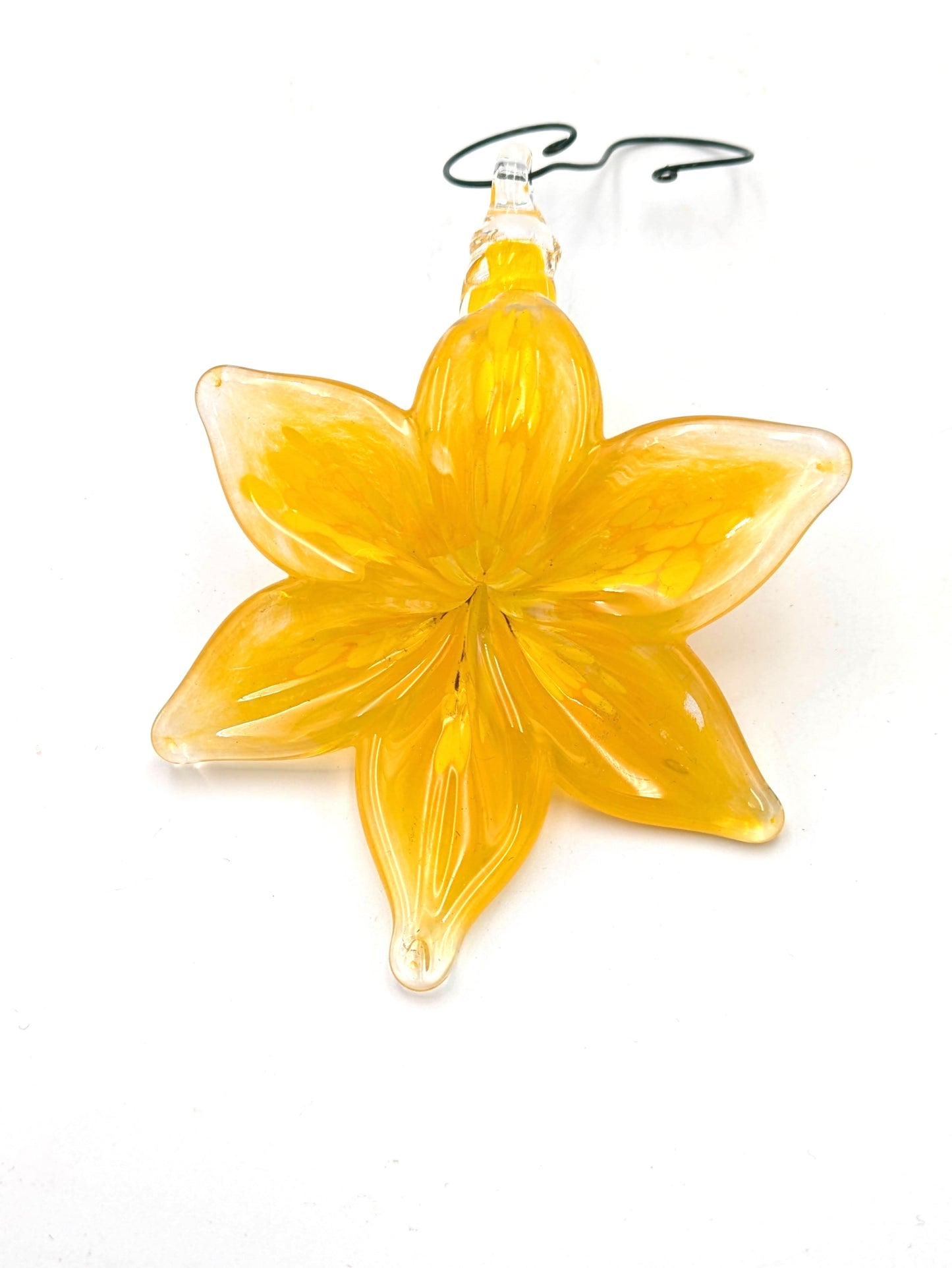 Handblown Glass Flower Ornament / Suncatcher by Belleau