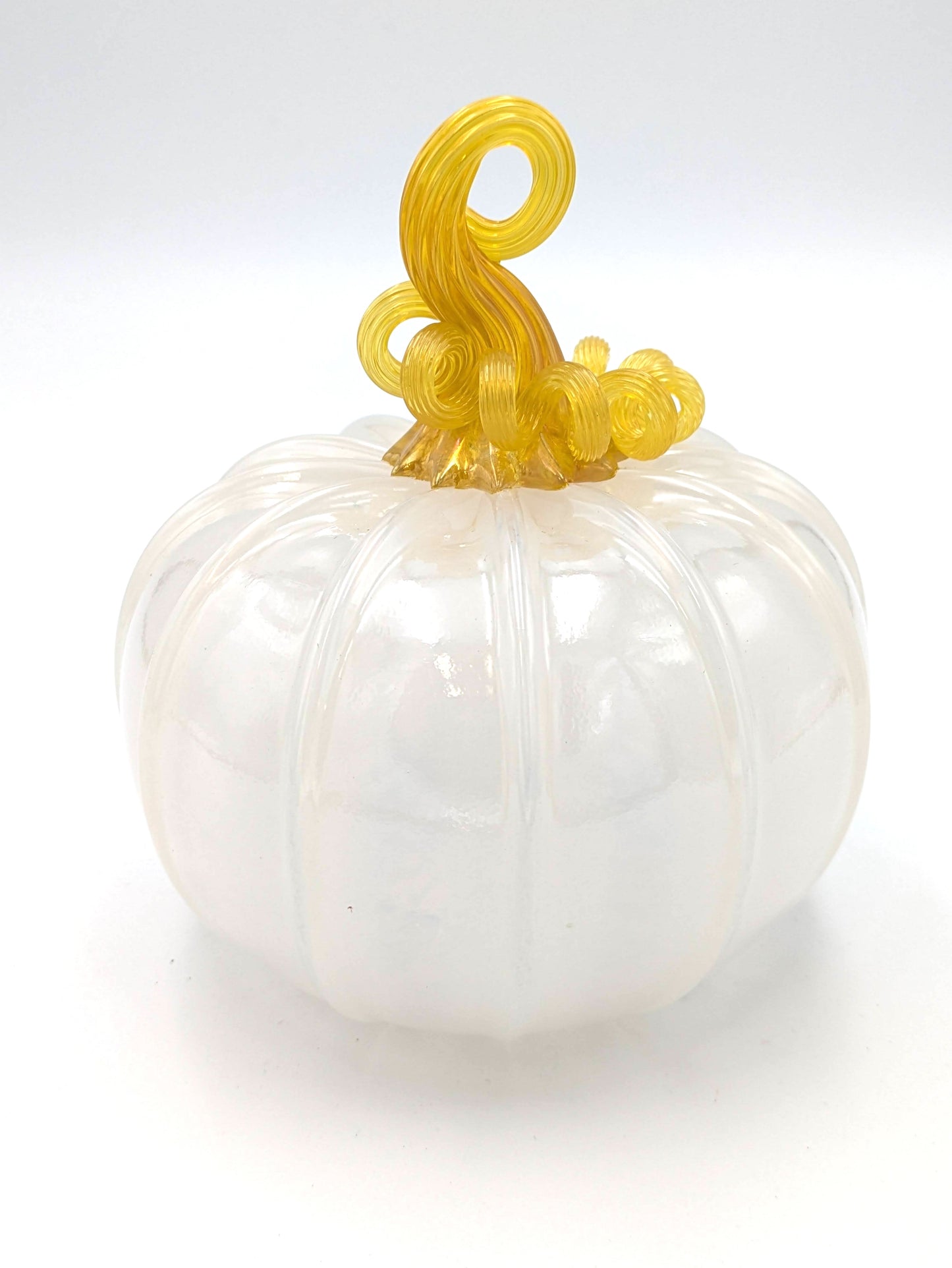 Small Handblown Translucent Glass Pumpkin by Belleau