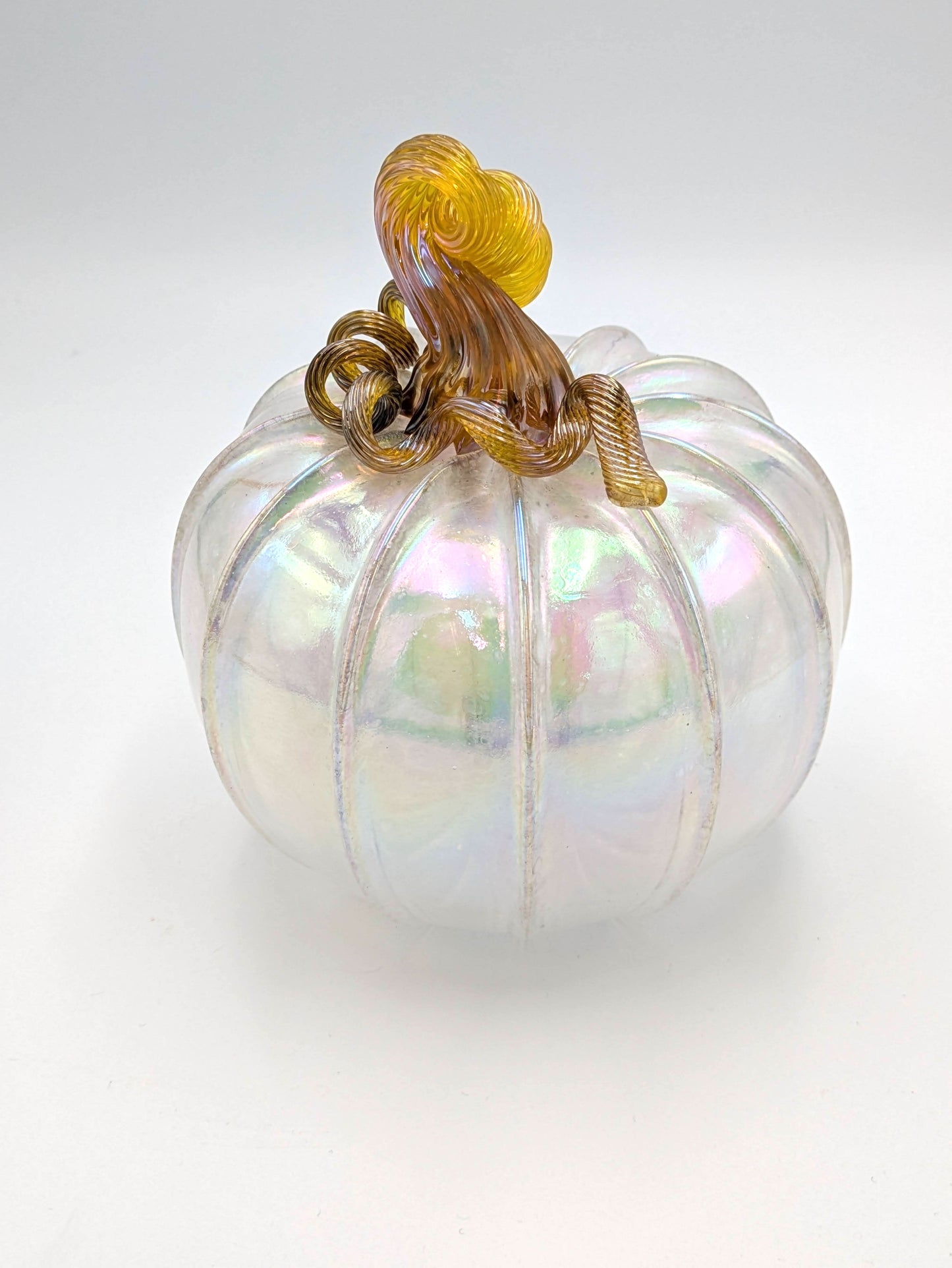 Small Handblown Opaque Glass Pumpkin by Belleau