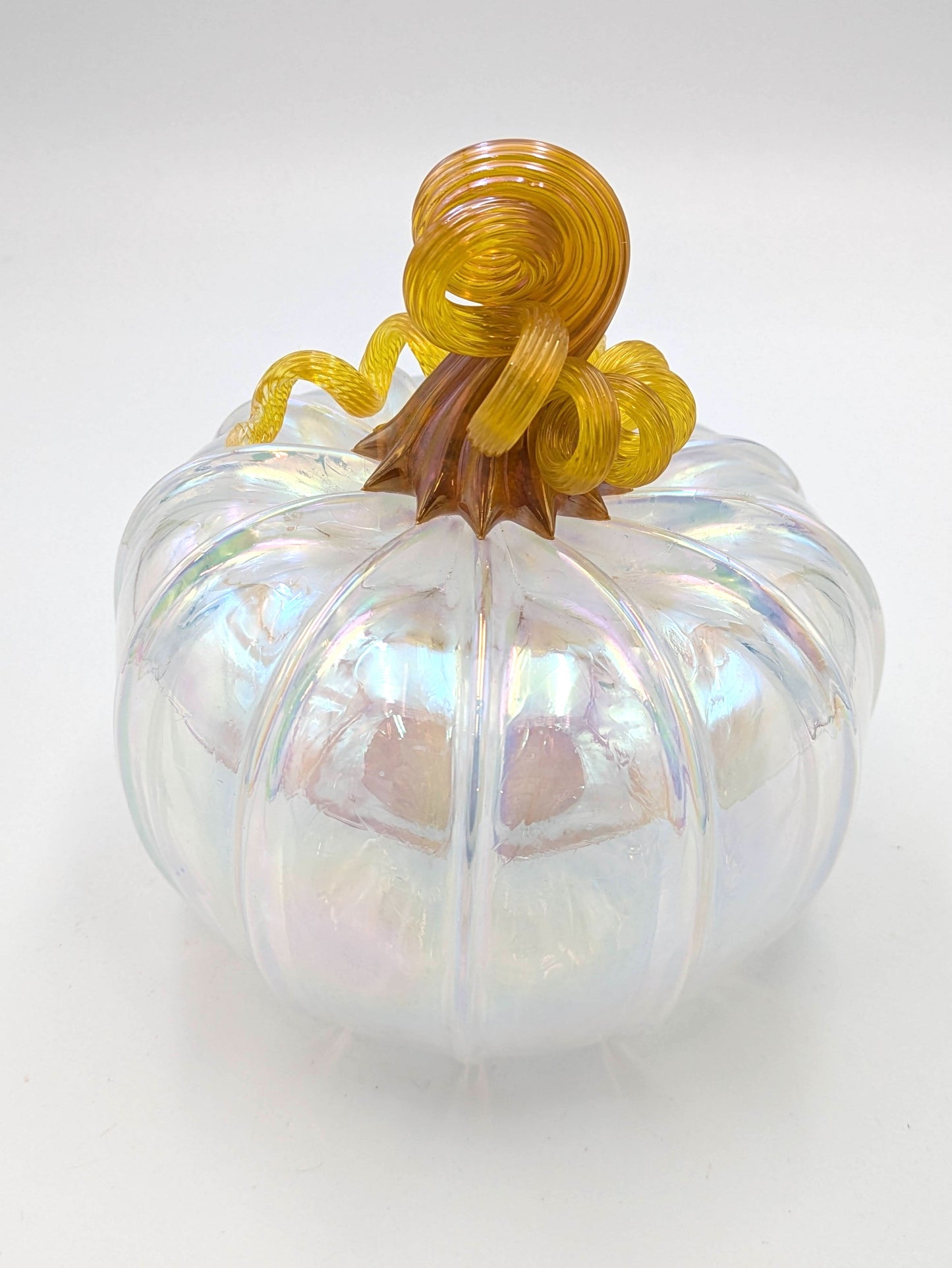 Medium Handblown Opaque Glass Pumpkin by Belleau