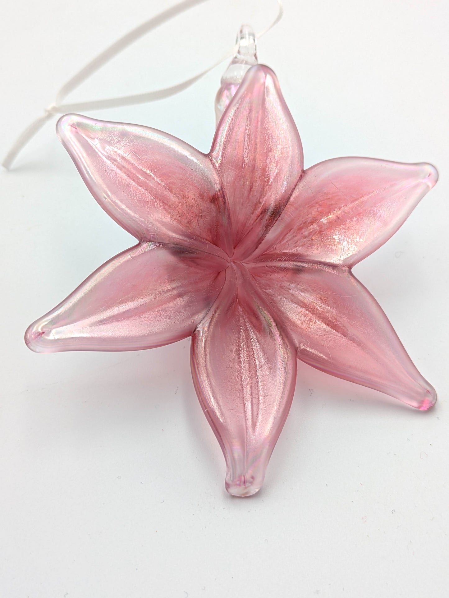 Handblown Glass Flower Ornament / Suncatcher by Belleau