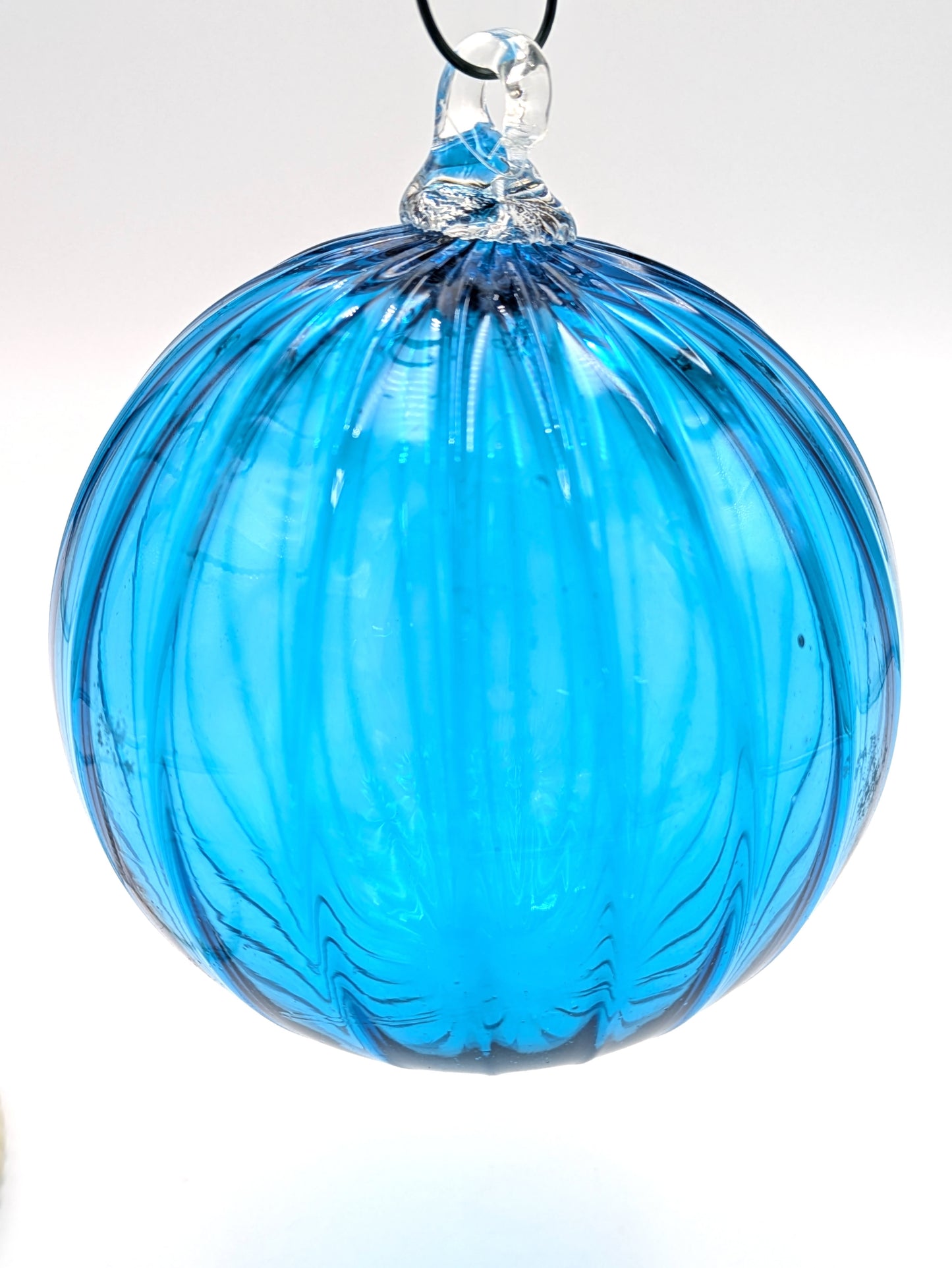 Handblown Ribbed Glass Ornament by Belleau