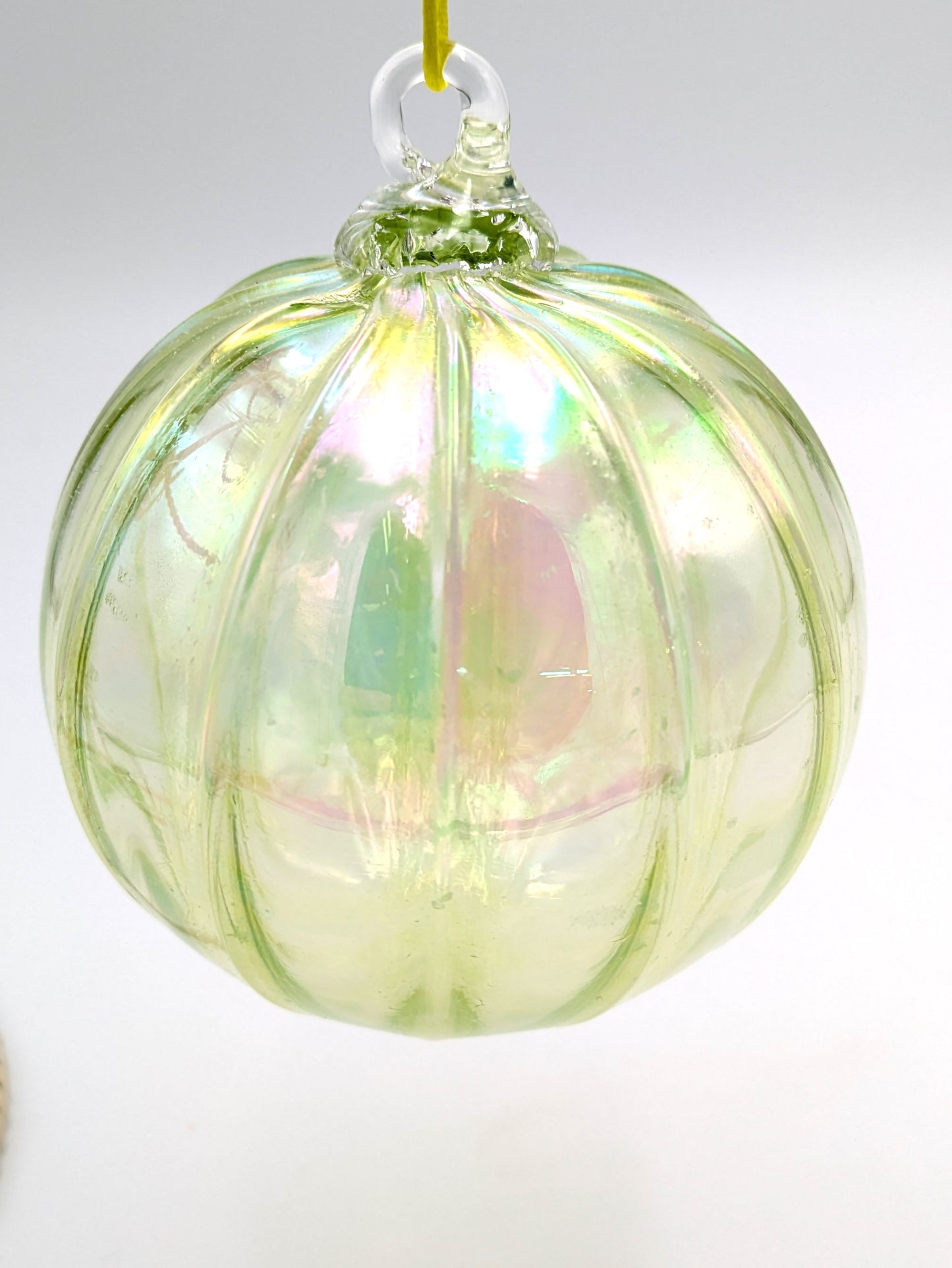 Handblown Ribbed Glass Ornament by Belleau