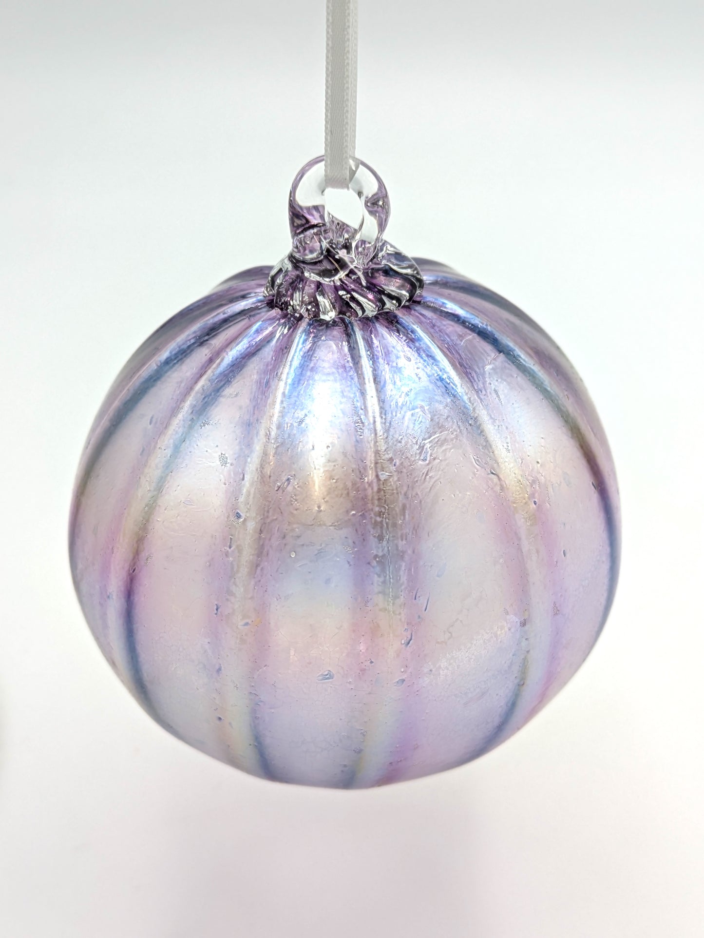 Handblown Ribbed Glass Ornament by Belleau