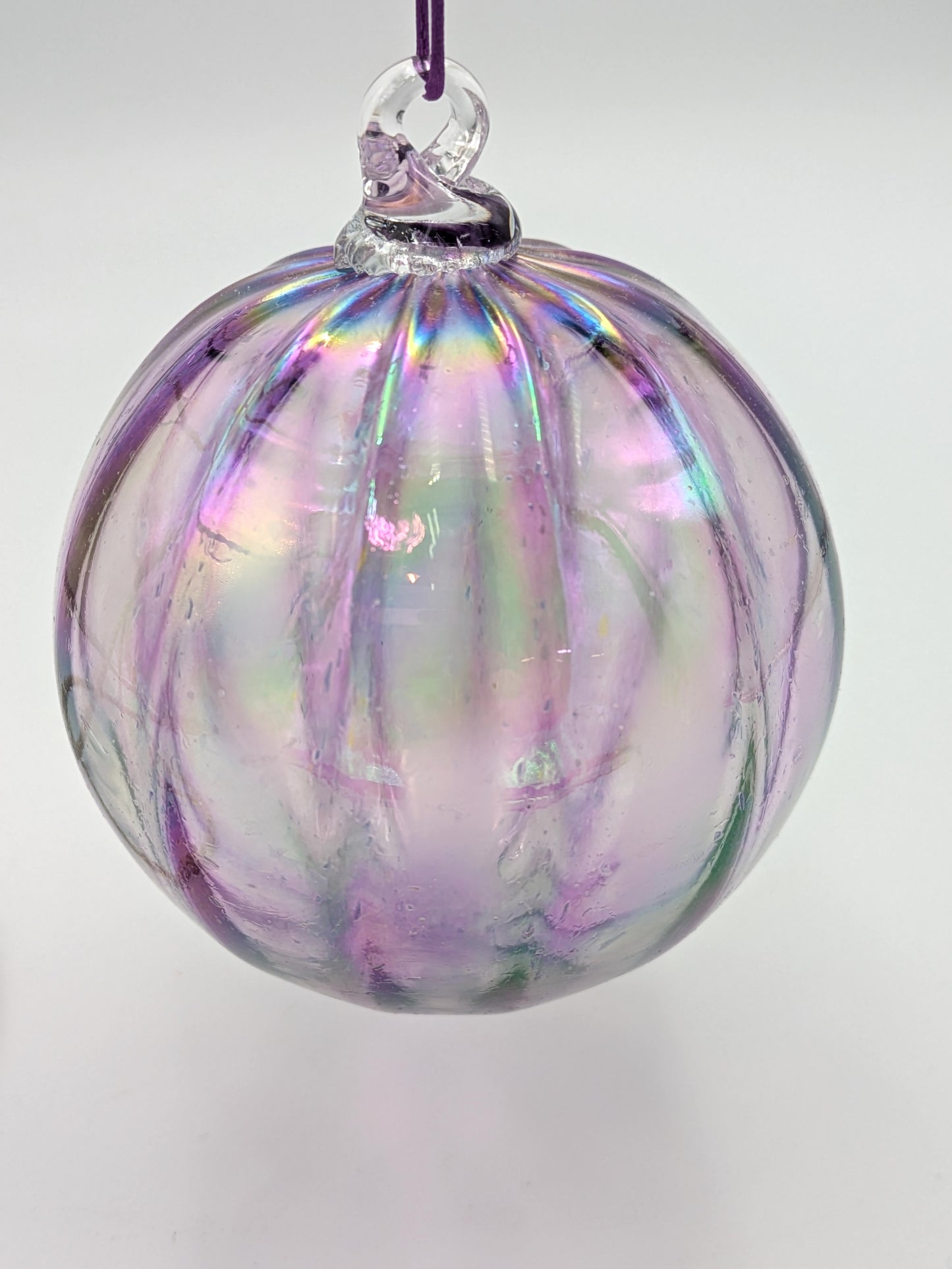 Handblown Ribbed Glass Ornament by Belleau