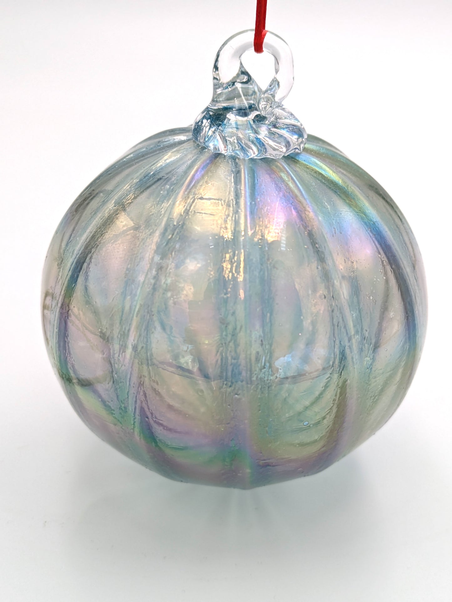 Handblown Ribbed Glass Ornament by Belleau