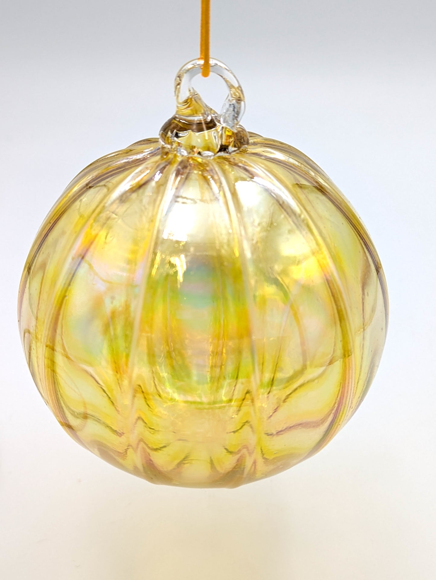 Handblown Ribbed Glass Ornament by Belleau