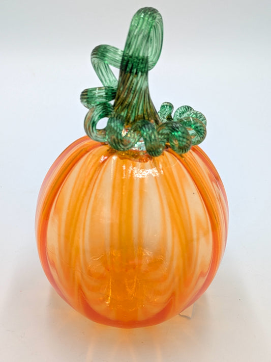 Handmade Glass Pumpkin Clear Orange Small by Belleau
