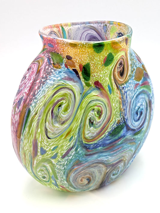 Handblown Glass Rainbow Starry Vase by Belleau