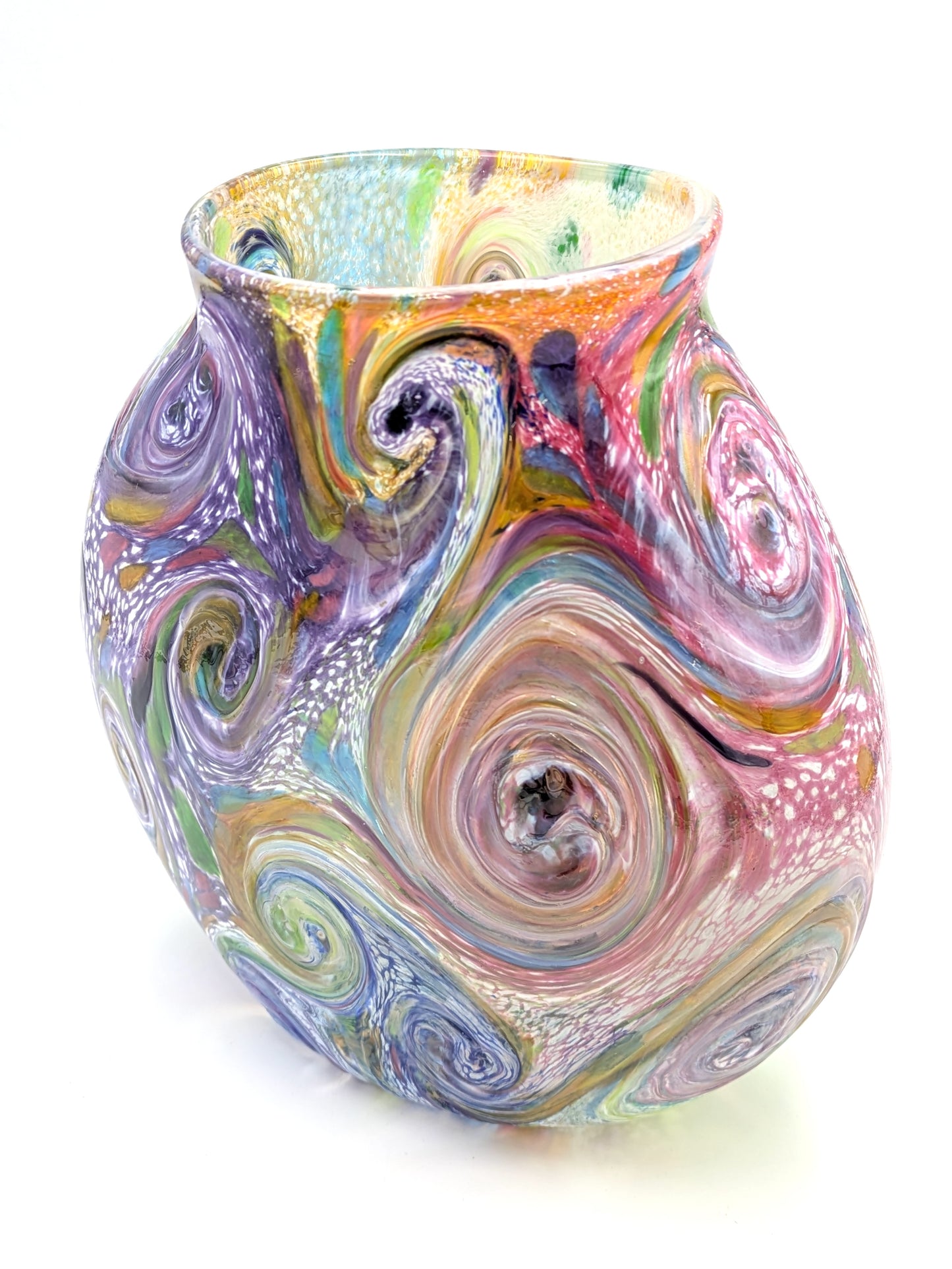 Handblown Glass Rainbow Starry Vase by Belleau