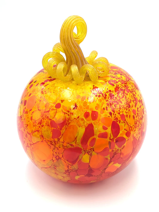 Medium Handblown Speckled Glass Pumpkin by Belleau