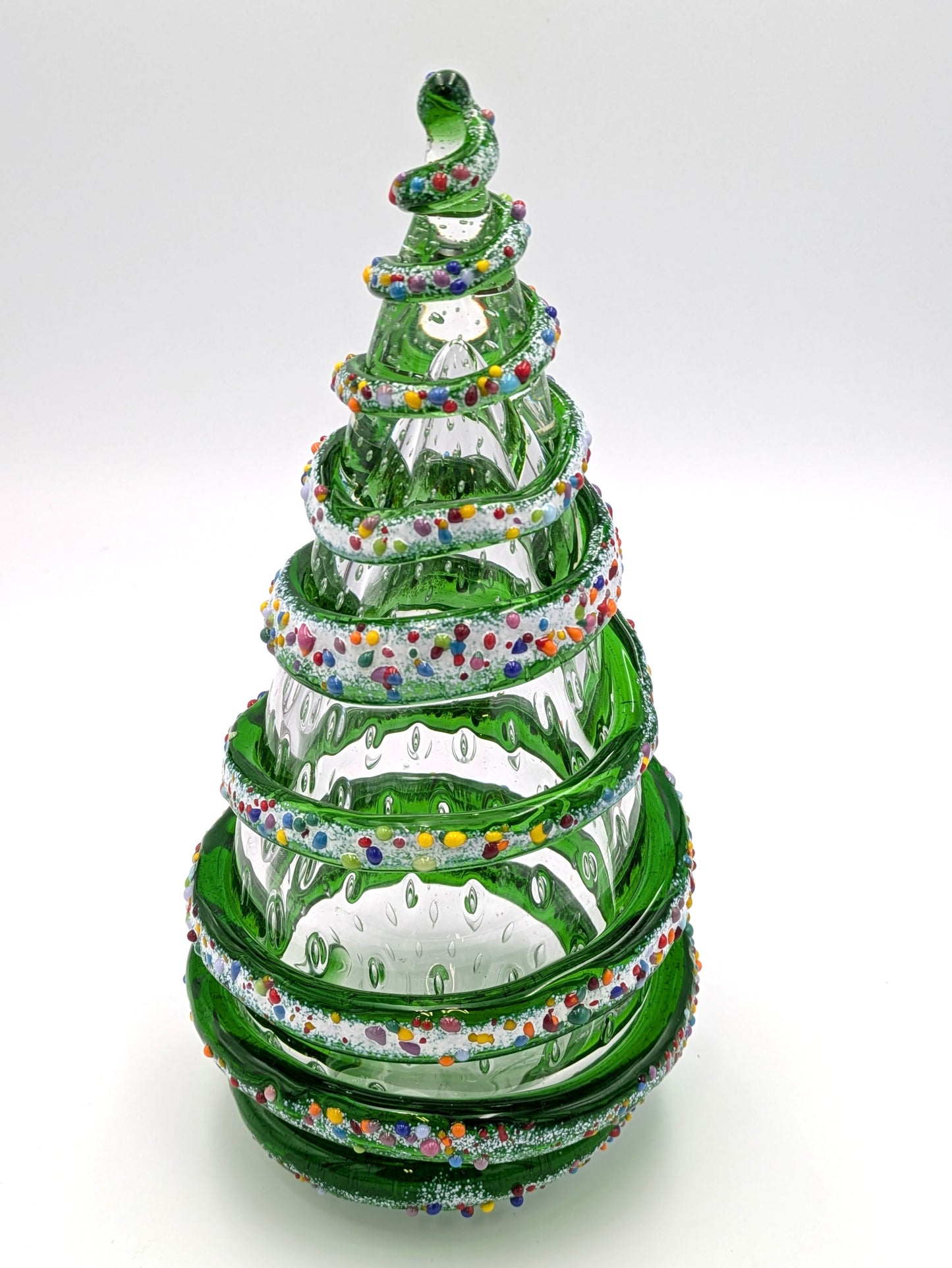 Handblown Glass Christmas Tree 10.5" tall by Belleau Art Glass