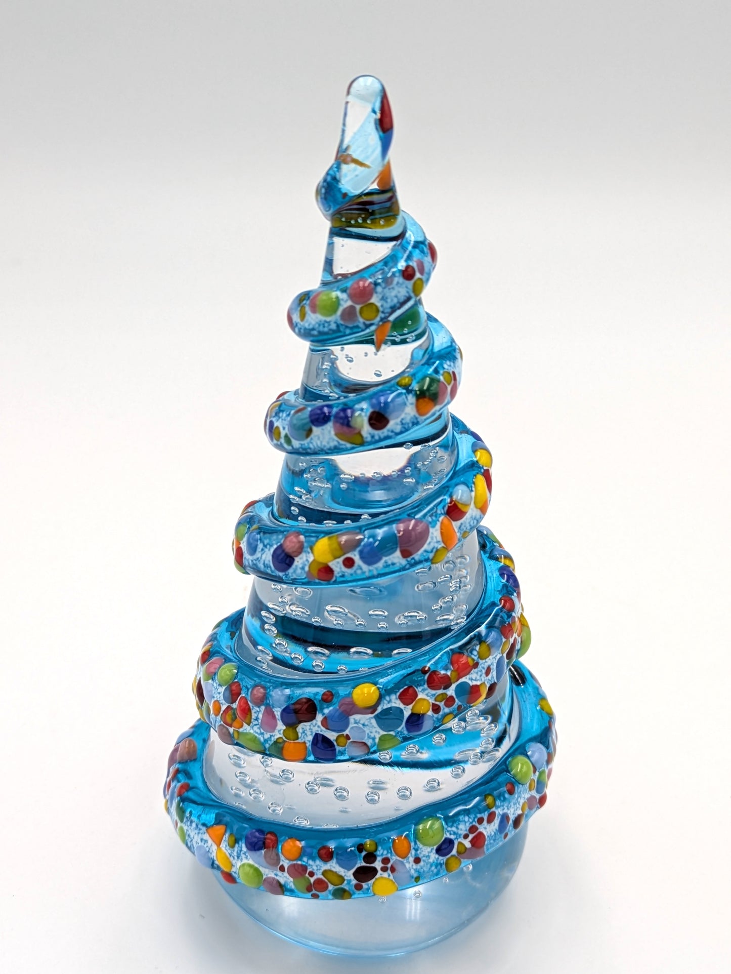 Handblown Glass Christmas Tree 6" tall by Belleau Art Glass