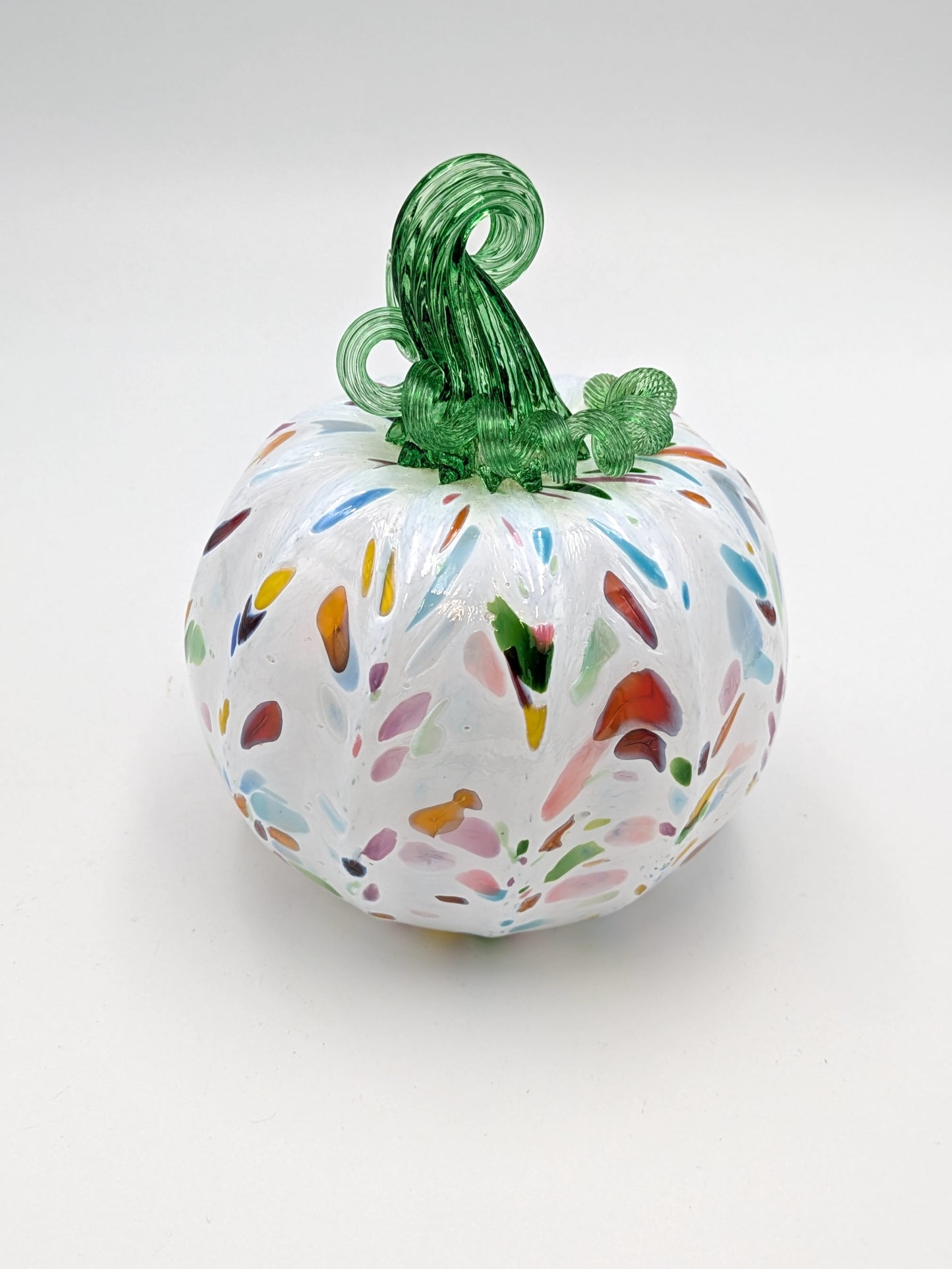 Small Handblown Tutti Frutti Glass Pumpkin by Belleau