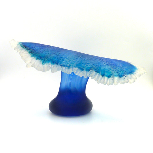 Hand Blown & Sandblasted Glass Wave Sculpture by Belleau Art Glass