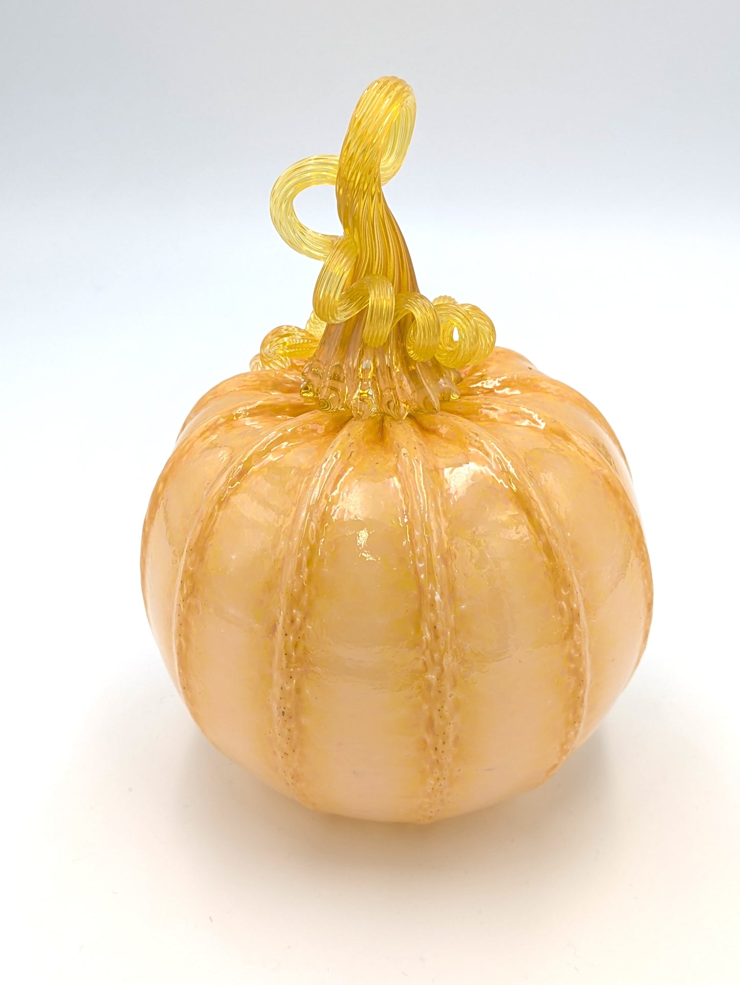 Small Handblown Translucent Glass Pumpkin by Belleau