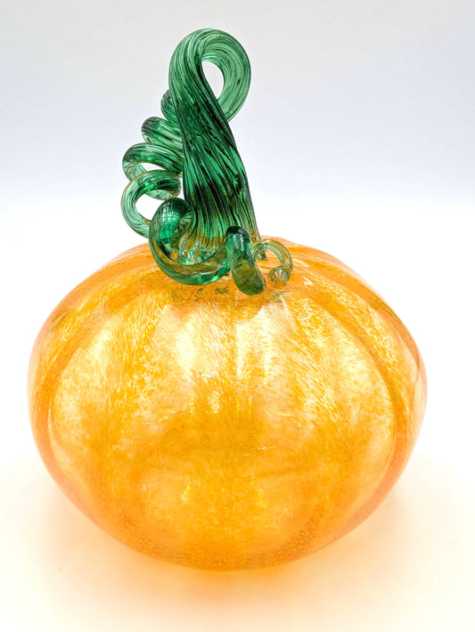 Large Handblown Translucent Glass Pumpkin by Belleau