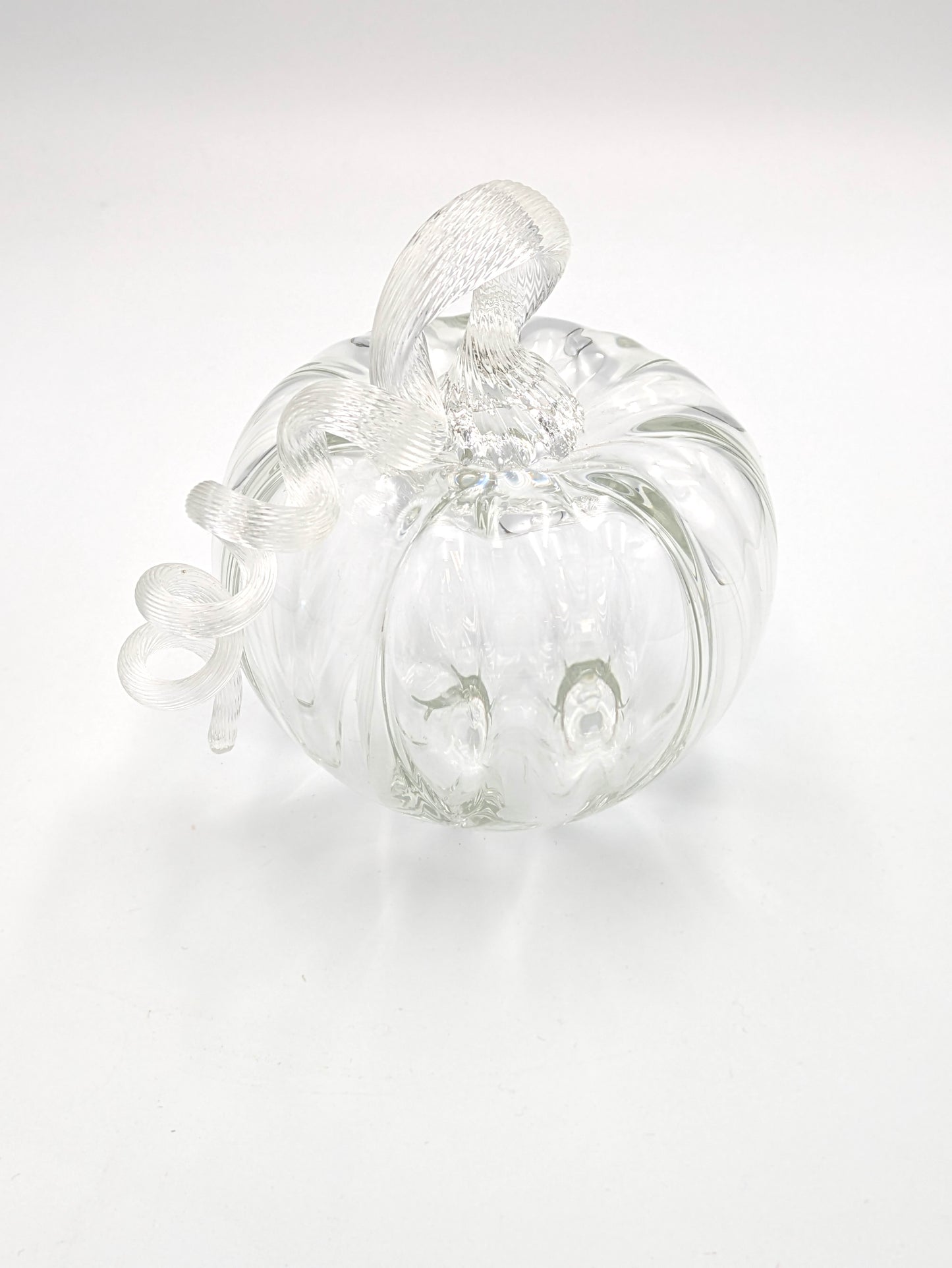 Small Handblown Transparent Glass Pumpkin by Belleau