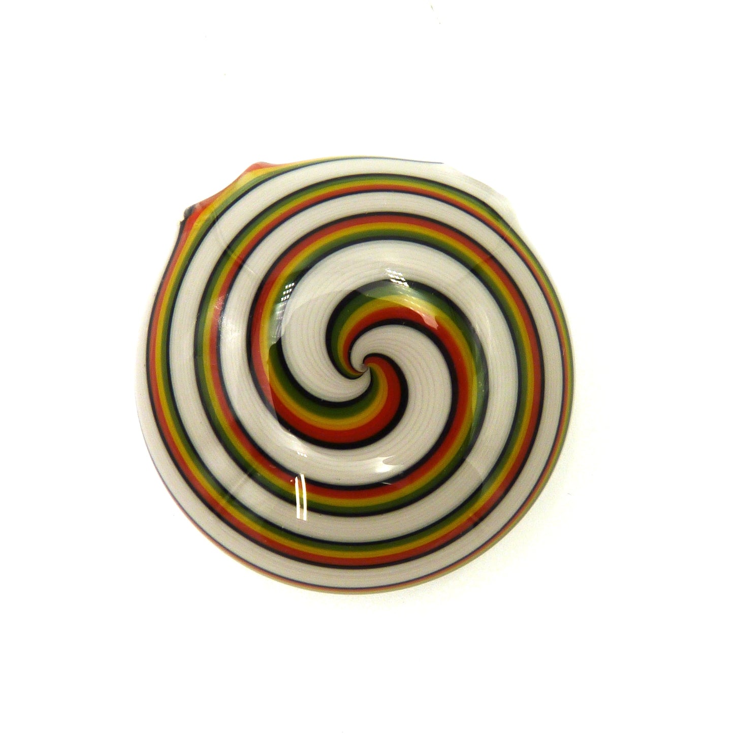 Handblown Glass Reversible Spiral Disk Pendant by Herb Creham