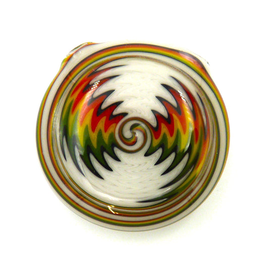 Handblown Glass Reversible Spiral Disk Pendant by Herb Creham