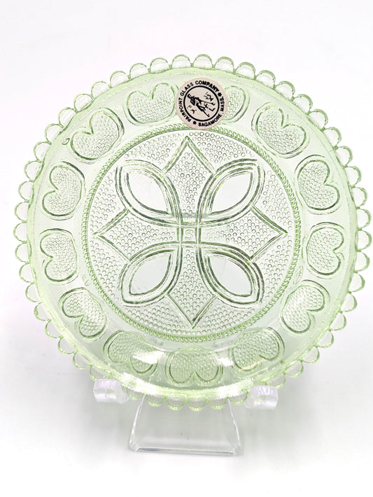 Hand Pressed Glass Cup Plate "Diamond Heart"