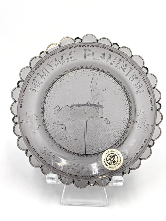 Hand Pressed Glass Cup Plate "Heritage Plantation 1984 - Carousel Hare"