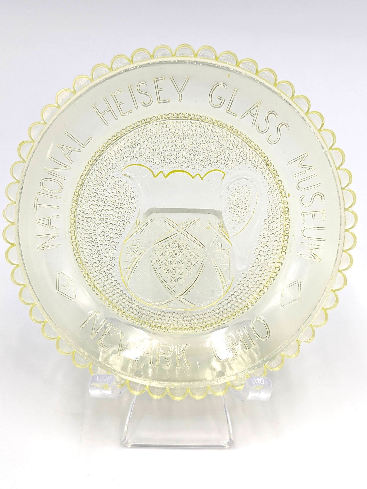Hand Pressed Glass Cup Plate "National Heisey Glass Museum Newark Ohio"
