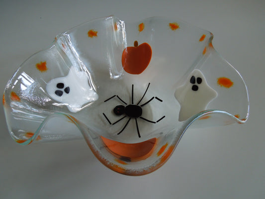 Halloween Fused Glass Candy Dish