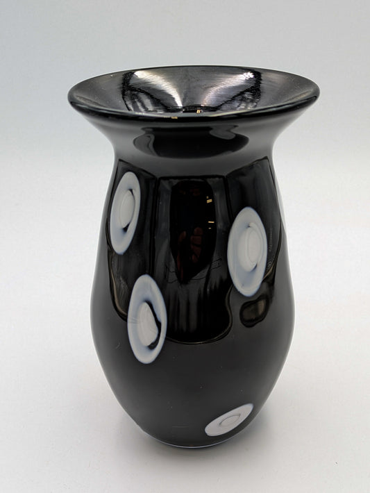 Handblown Glass Black/White Dot Vase by Fritz Glass