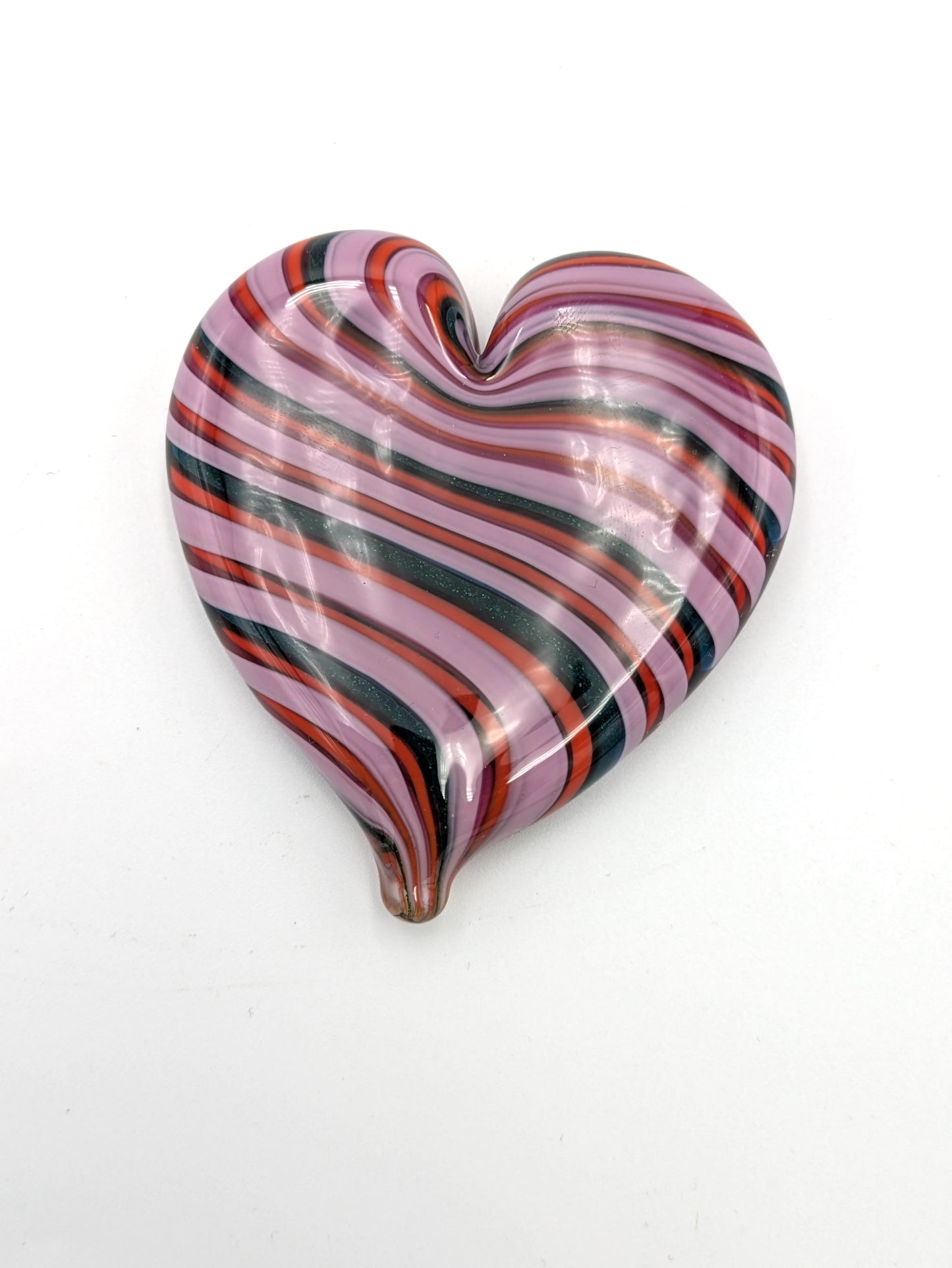 Handblown Glass Heart Shaped Paperweight by Fritz Glass