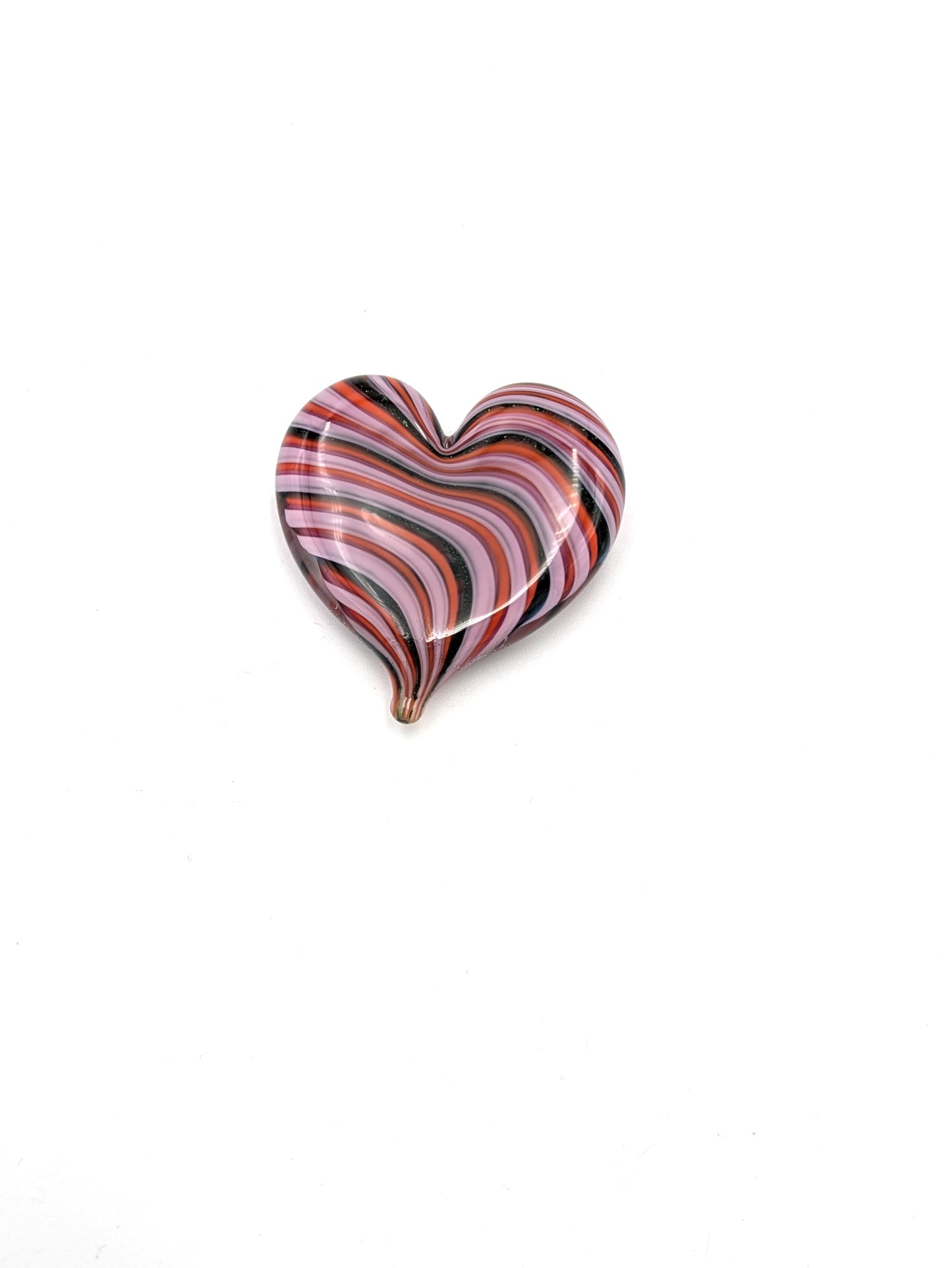 Handblown Glass Heart Shaped Paperweight by Fritz Glass