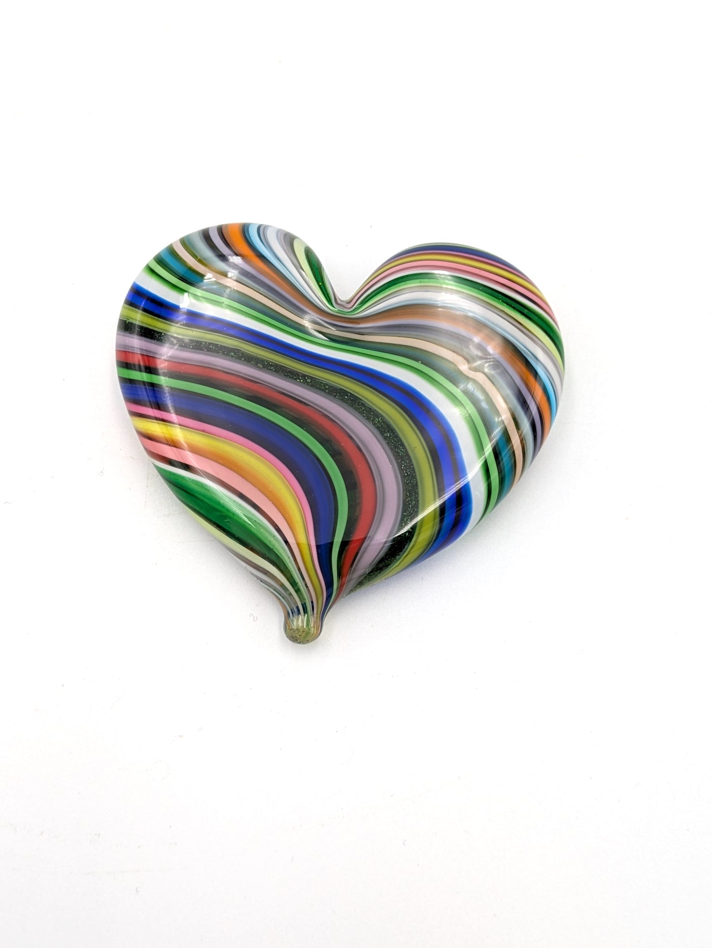 Handblown Glass Heart Shaped Paperweight by Fritz Glass