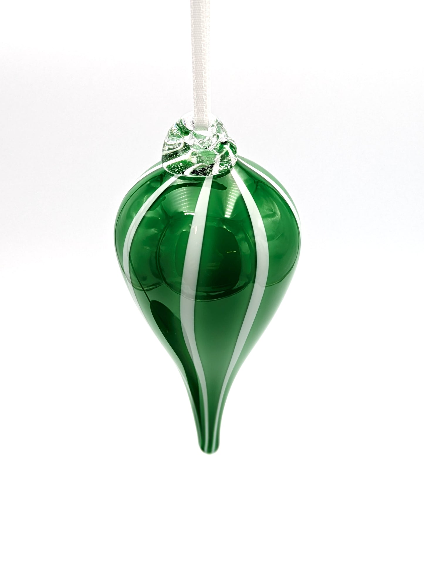 Handblown Glass Teardrop Ornament Stripe by Fritz Glass