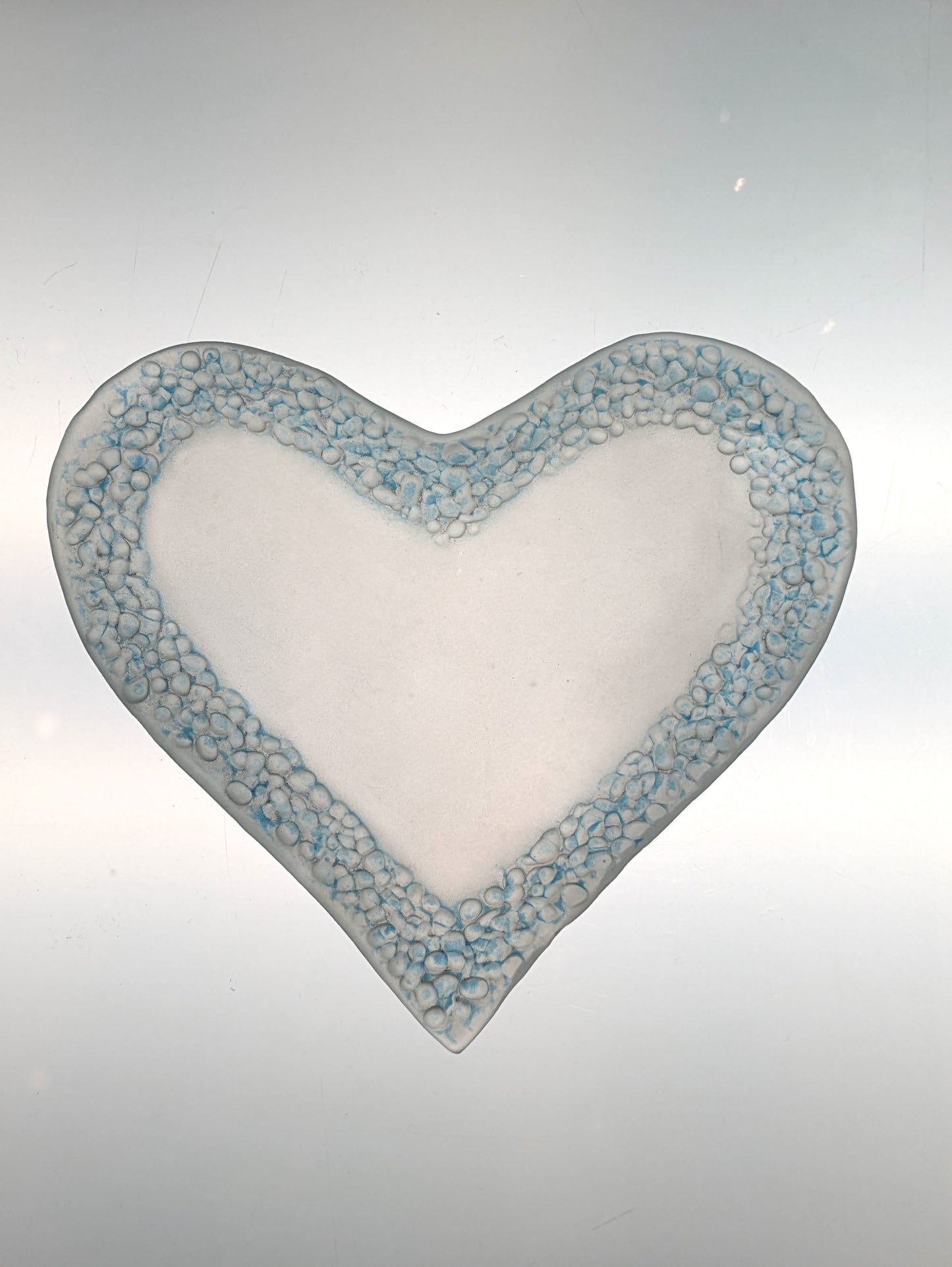 Handblown Glass Small Seafoam Heart Dish by Karen Gola