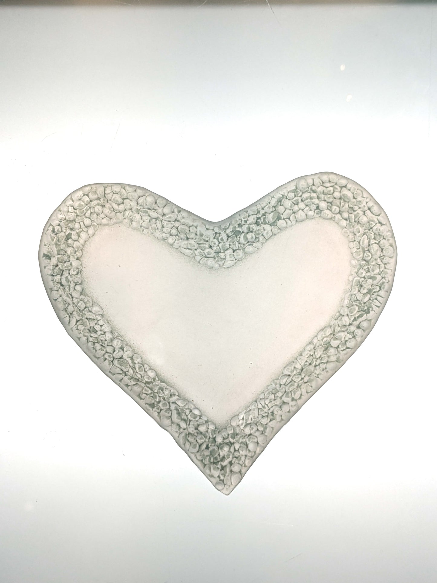 Handblown Glass Small Seafoam Heart Dish by Karen Gola