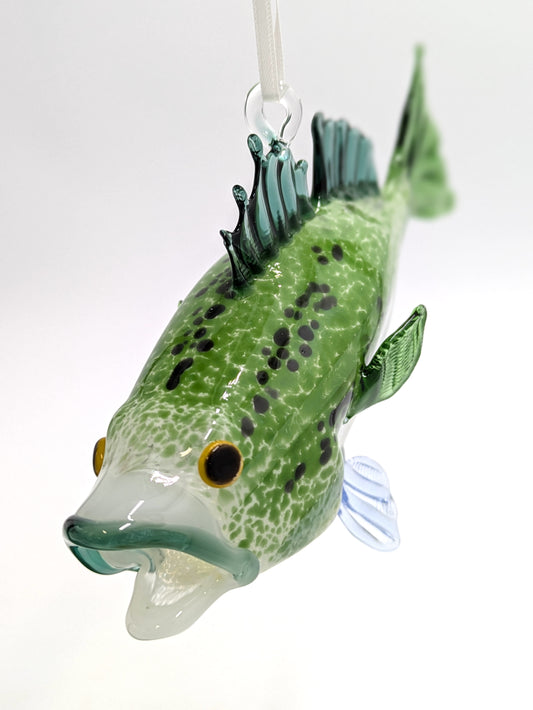 Handmade Glass Fish Ornament - Bass