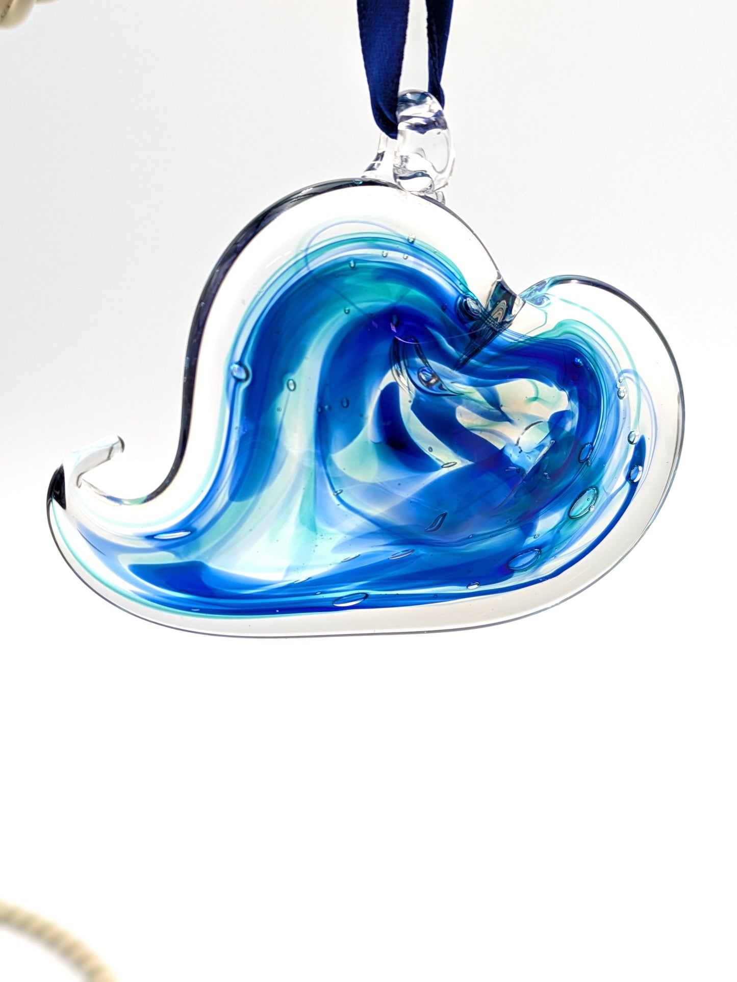 Handblown Glass Ocean Heart Suncatcher / Ornament