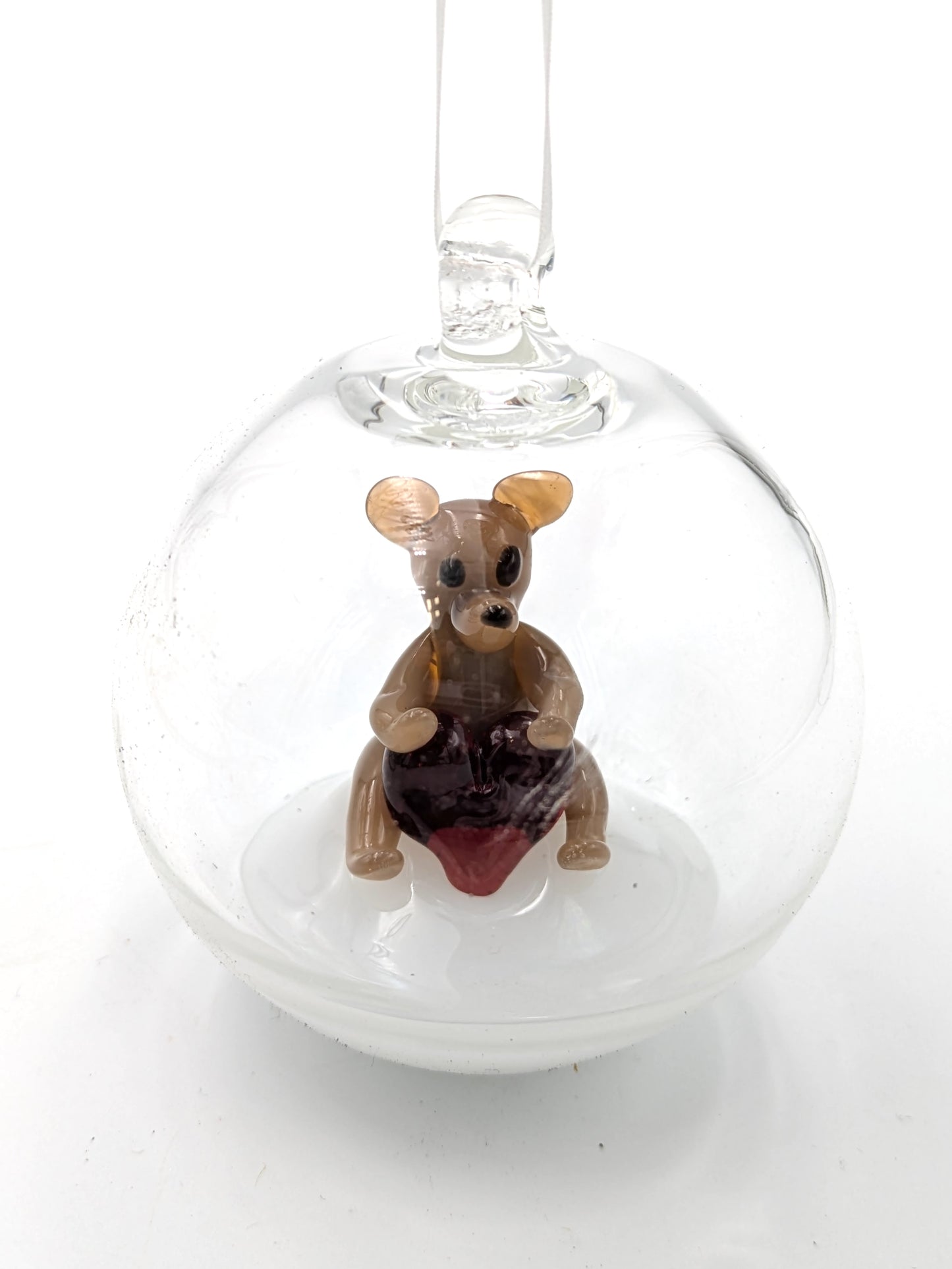 Handblown Glass Valentine's Day Teddy Bear Ornament by Will Mayer