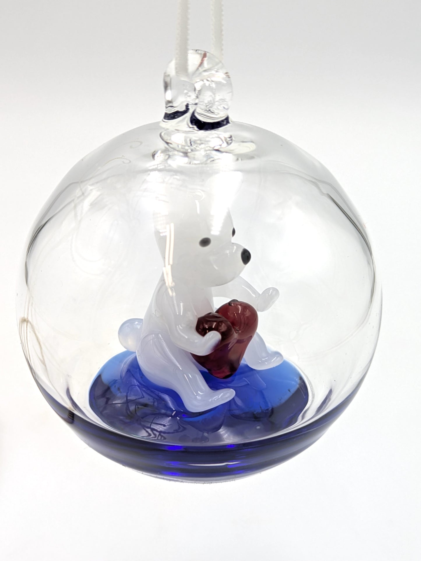 Handblown Glass Valentine's Day Teddy Bear Ornament by Will Mayer