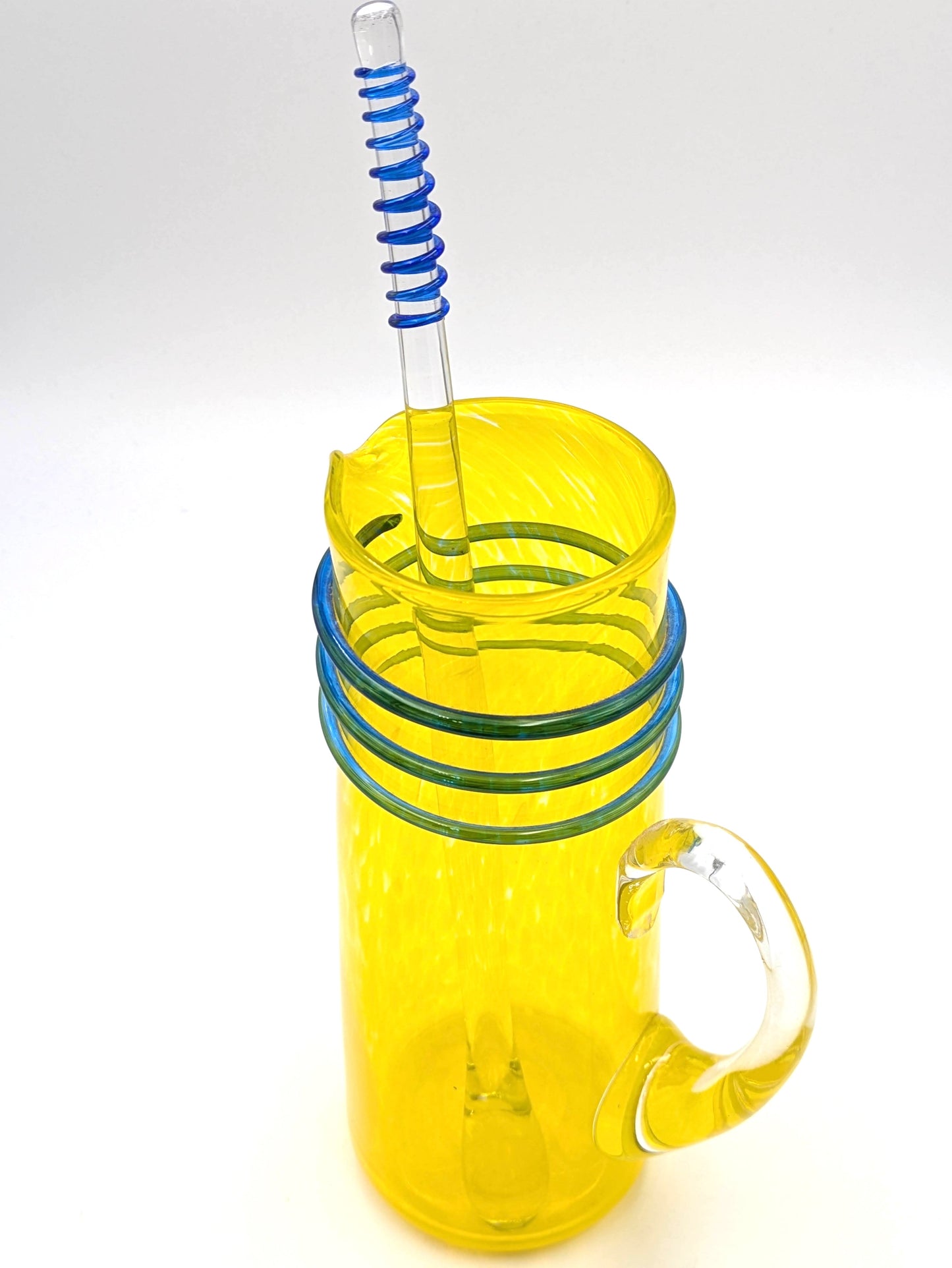 Handblown Glass Yellow Drinks Pitcher