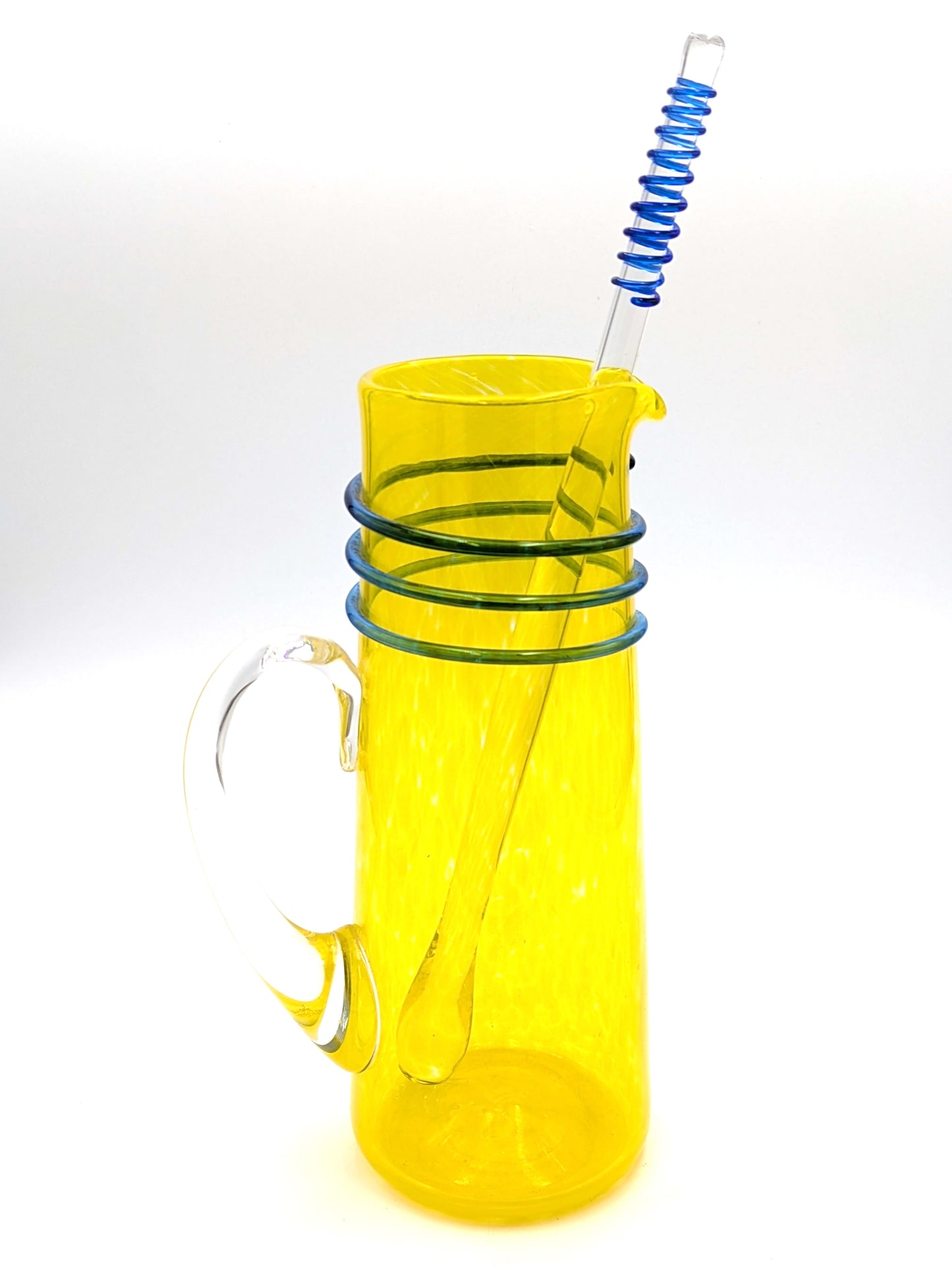 Handblown Glass Yellow Drinks Pitcher