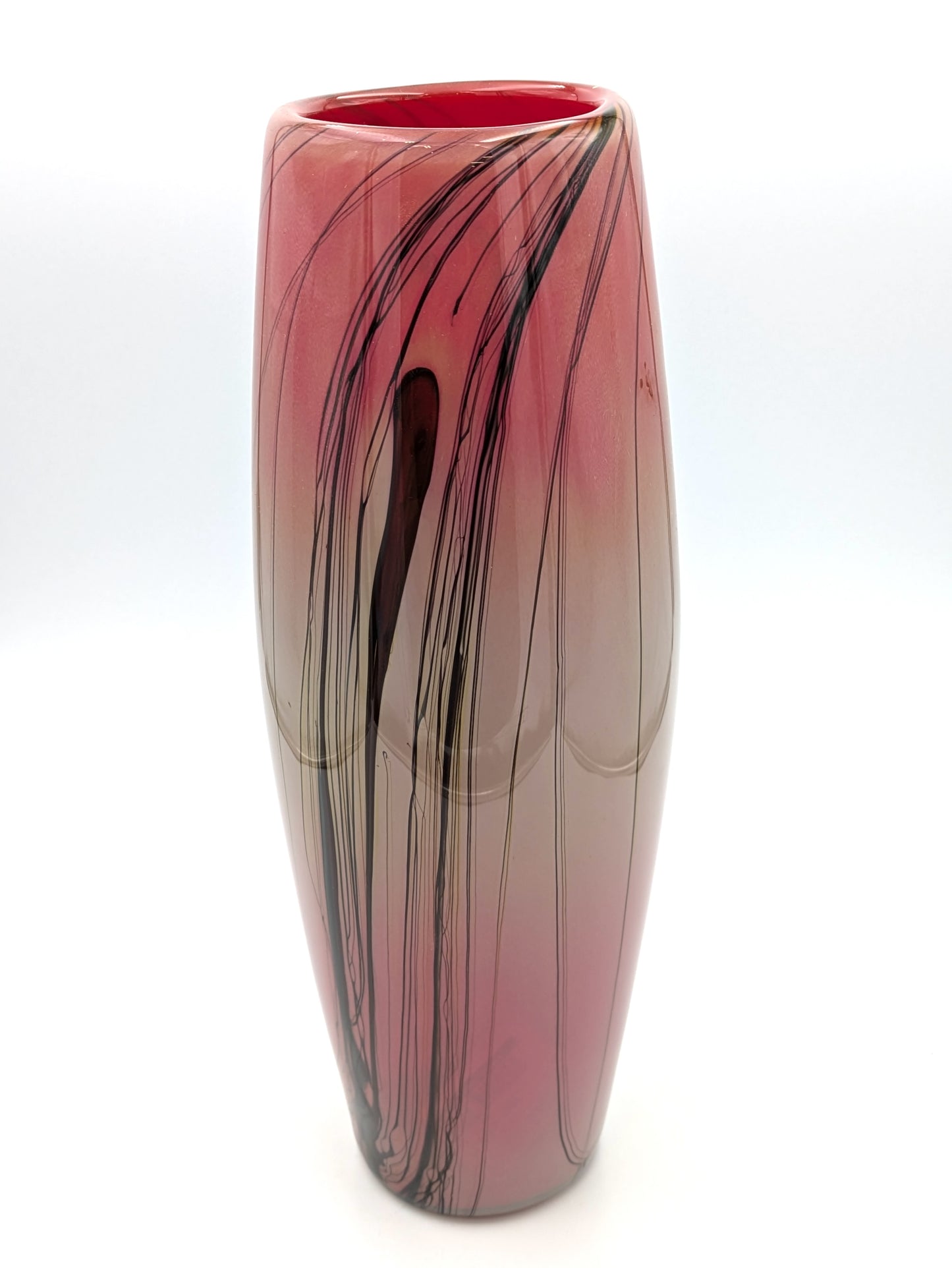 Handblown Glass Tall Red Lily Vase by McDermott