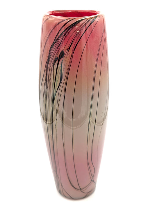 Handblown Glass Tall Red Lily Vase by McDermott